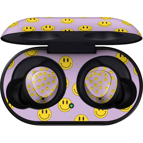 Purple Happy Face Pattern Galaxy Buds Skin