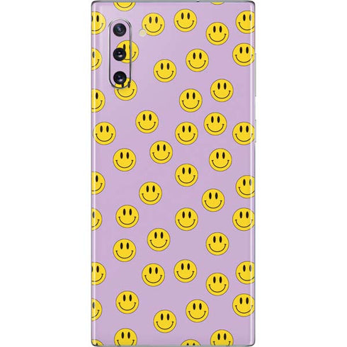 Purple Happy Face Pattern Galaxy Note 10 Skin
