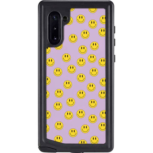 Purple Happy Face Pattern Galaxy Note 10 Waterproof Case