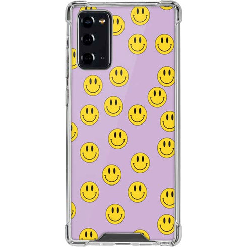 Purple Happy Face Pattern Galaxy Note20 5G Clear Case