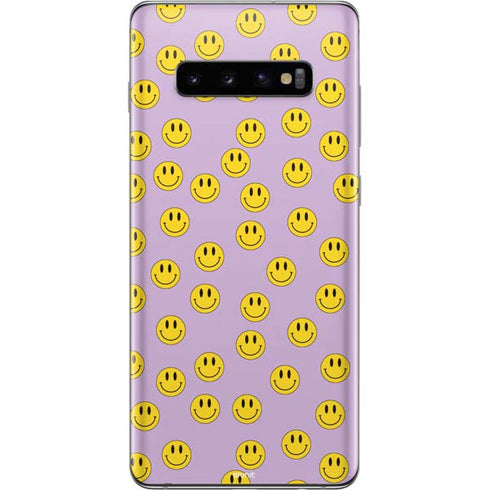 Purple Happy Face Pattern Galaxy S10 Plus Skin