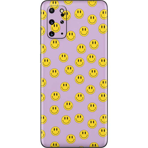 Purple Happy Face Pattern Galaxy S20 Plus Skin