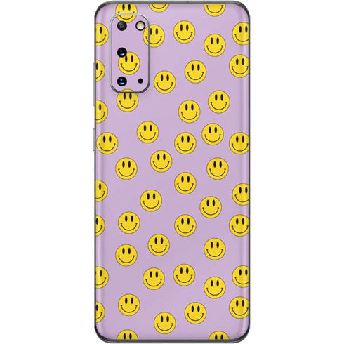 Purple Happy Face Pattern Galaxy S20 Skin
