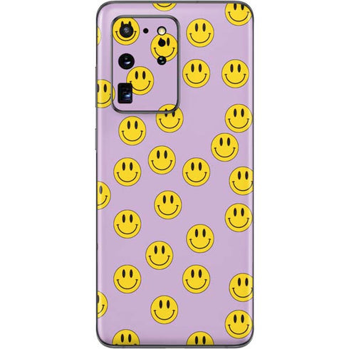 Purple Happy Face Pattern Galaxy S20 Ultra 5G Skin