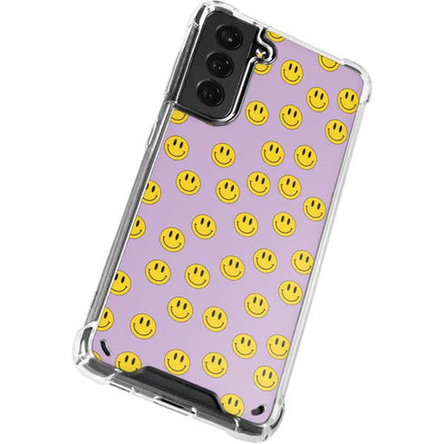 Purple Happy Face Pattern Galaxy S21 5G Clear Case