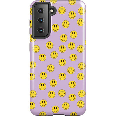 Purple Happy Face Pattern Galaxy S21 5G Pro Case