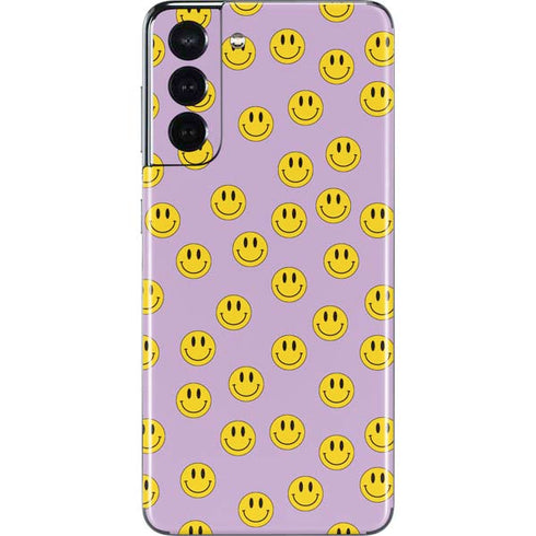 Purple Happy Face Pattern Galaxy S21 5G Skin