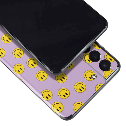 Purple Happy Face Pattern Galaxy S21 5G Skin