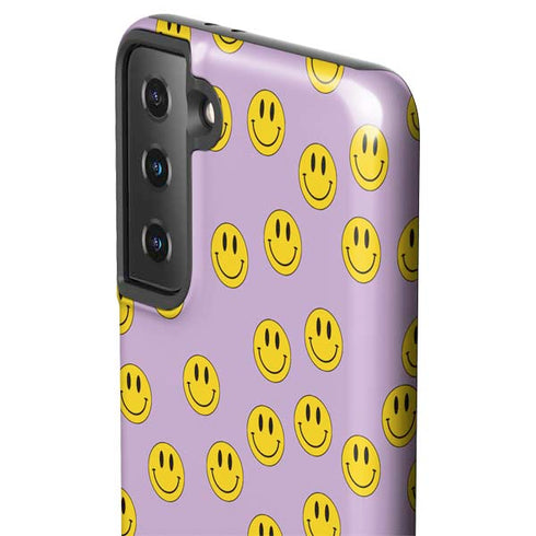 Purple Happy Face Pattern Galaxy S21 FE Pro Case