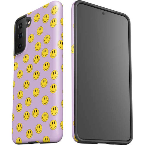 Purple Happy Face Pattern Galaxy S21 FE Pro Case