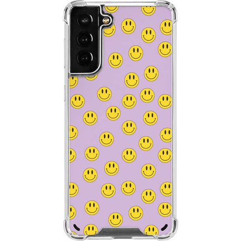 Purple Happy Face Pattern Galaxy S21 Plus 5G Clear Case