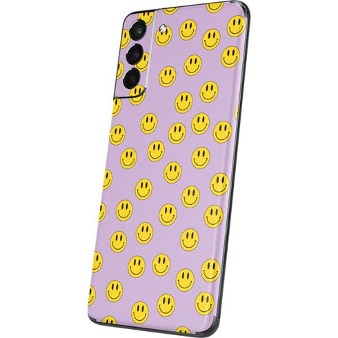 Purple Happy Face Pattern Galaxy S21 Plus 5G Skin