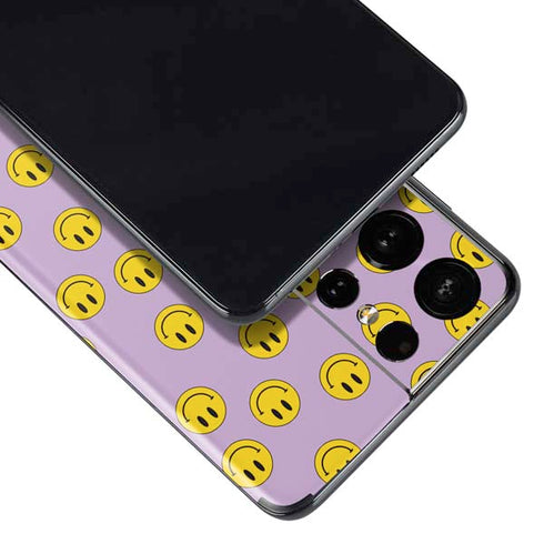 Purple Happy Face Pattern Galaxy S21 Ultra 5G Skin