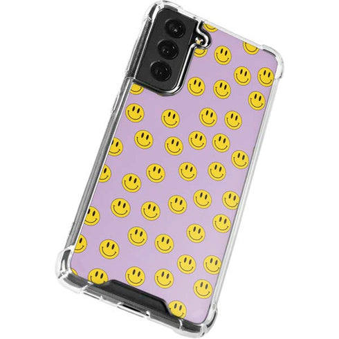 Purple Happy Face Pattern Galaxy S22 Clear Case