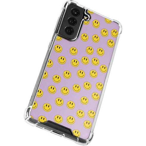 Purple Happy Face Pattern Galaxy S22 Plus Clear Case