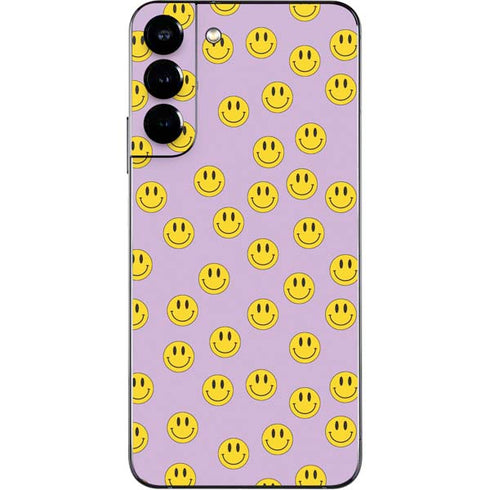 Purple Happy Face Pattern Galaxy S22 Plus Skin
