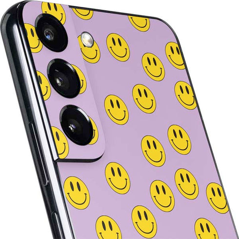 Purple Happy Face Pattern Galaxy S22 Plus Skin