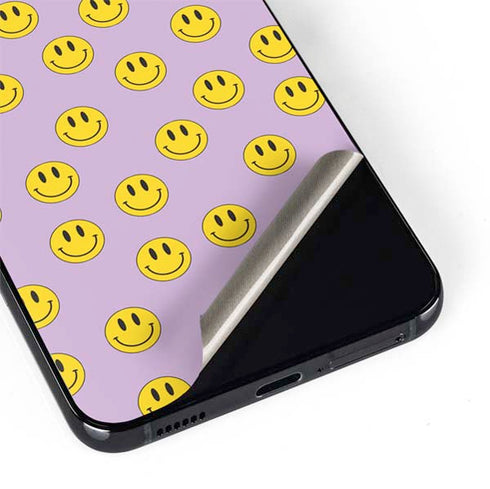 Purple Happy Face Pattern Galaxy S22 Plus Skin