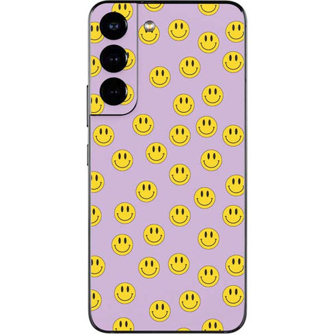 Purple Happy Face Pattern Galaxy S22 Skin