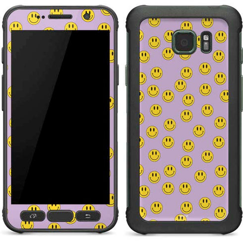 Purple Happy Face Pattern Galaxy S7 Active Skin