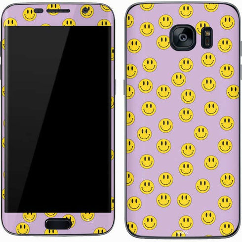 Purple Happy Face Pattern Galaxy S7 Skin