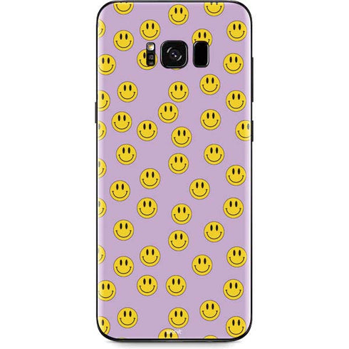 Purple Happy Face Pattern Galaxy S8 Plus Skin