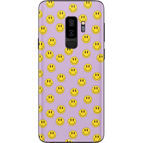 Purple Happy Face Pattern Galaxy S9 Plus Skin