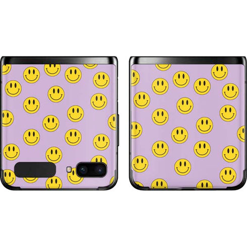 Purple Happy Face Pattern Galaxy Z Flip Skin