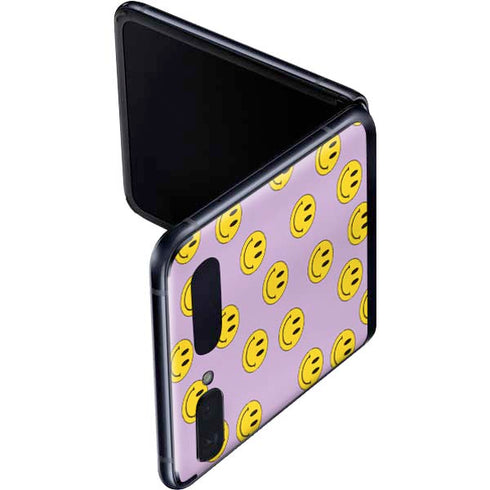 Purple Happy Face Pattern Galaxy Z Flip Skin