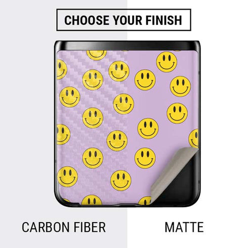 Purple Happy Face Pattern Galaxy Z Flip Skin