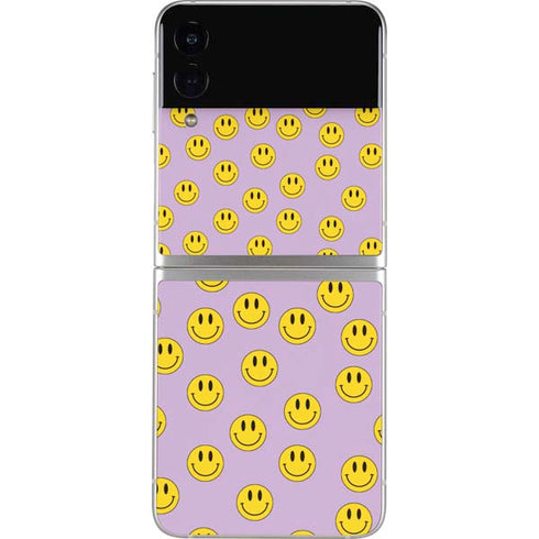 Purple Happy Face Pattern Galaxy Z Flip3 5G Skin