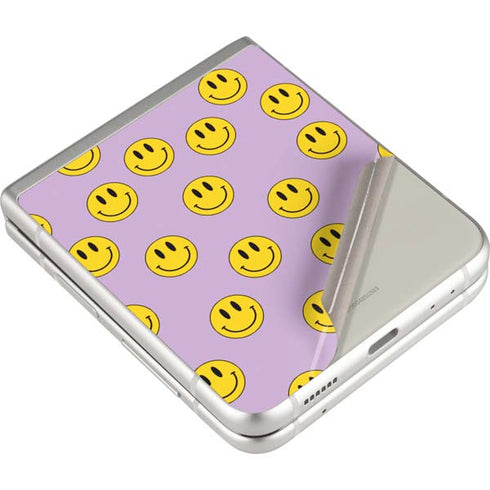 Purple Happy Face Pattern Galaxy Z Flip3 5G Skin