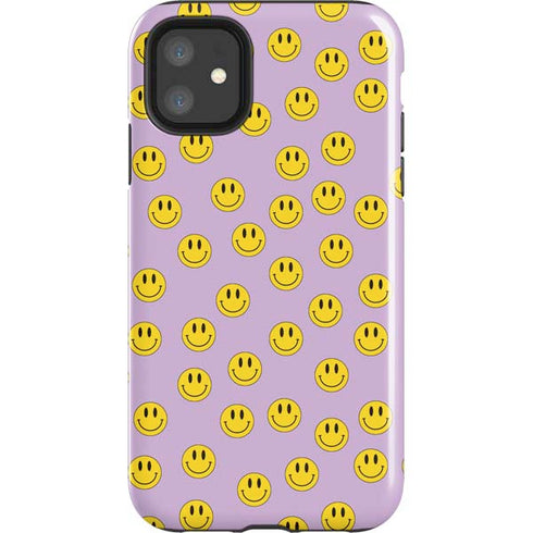 Purple Happy Face Pattern iPhone 11 Impact Case