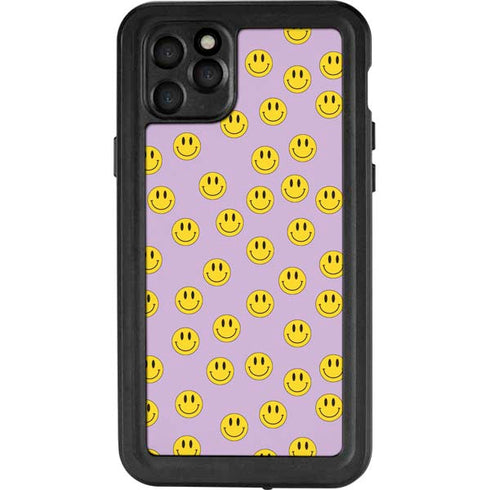 Purple Happy Face Pattern iPhone 11 Pro Max Waterproof Case