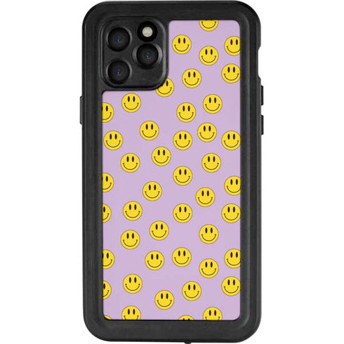 Purple Happy Face Pattern iPhone 11 Pro Waterproof Case