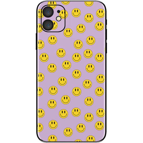 Purple Happy Face Pattern iPhone 11 Skin