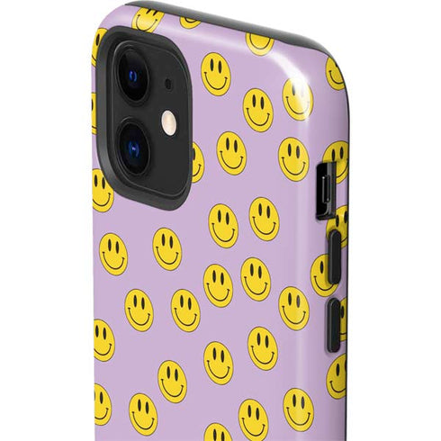 Purple Happy Face Pattern iPhone 12 Impact Case