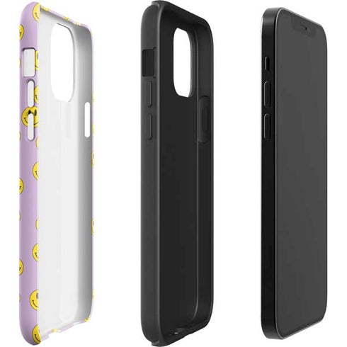 Purple Happy Face Pattern iPhone 12 Impact Case
