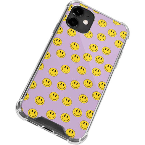 Purple Happy Face Pattern iPhone 12 Mini Clear Case