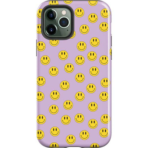 Purple Happy Face Pattern iPhone 12 Pro Impact Case