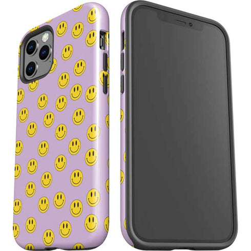 Purple Happy Face Pattern iPhone 12 Pro Impact Case
