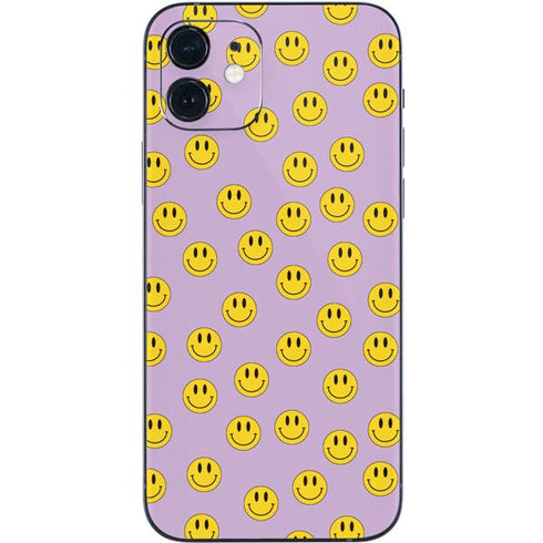 Purple Happy Face Pattern iPhone 12 Skin