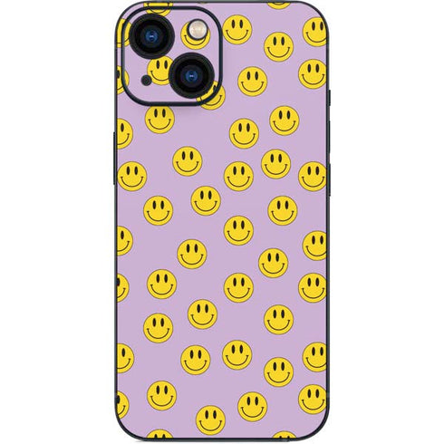 Purple Happy Face Pattern iPhone 13 Mini Skin