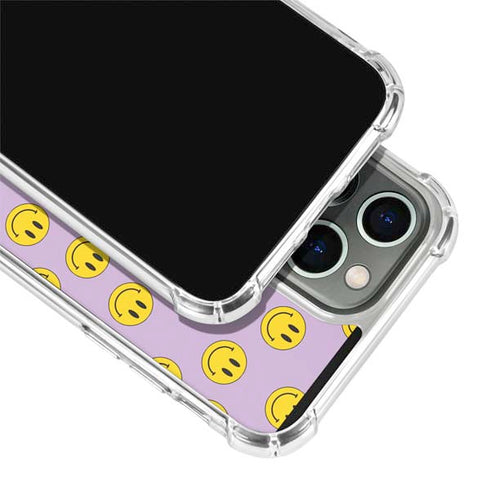 Purple Happy Face Pattern iPhone 13 Pro Clear Case