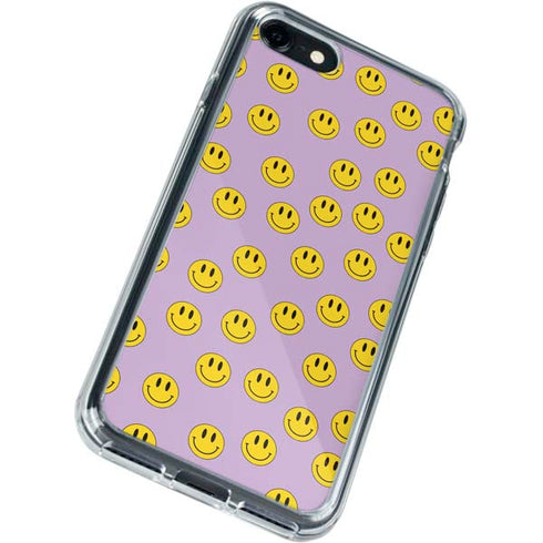 Purple Happy Face Pattern iPhone SE (2nd & 3rd Gen) Clear Case