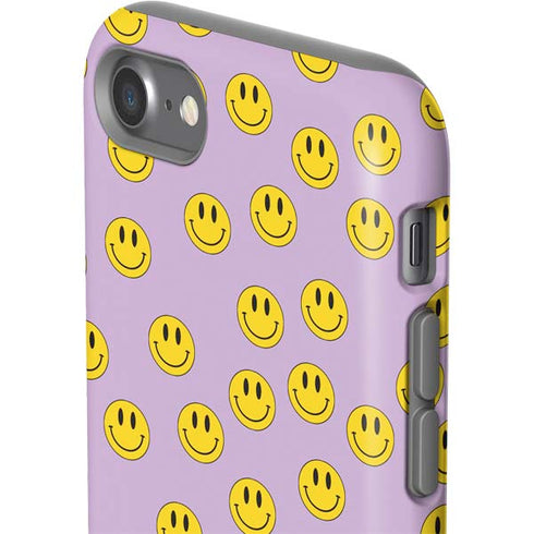 Purple Happy Face Pattern iPhone SE (2nd & 3rd Gen) Pro Case