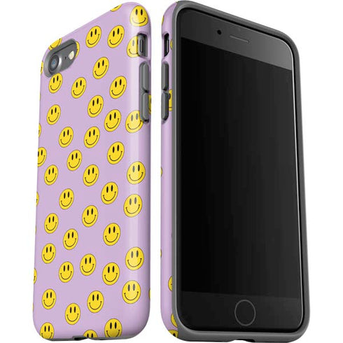 Purple Happy Face Pattern iPhone SE (2nd & 3rd Gen) Pro Case