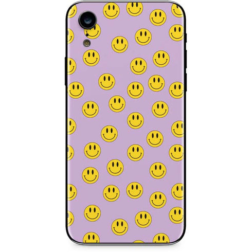 Purple Happy Face Pattern iPhone XR Skin