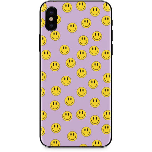 Purple Happy Face Pattern iPhone XS Skin