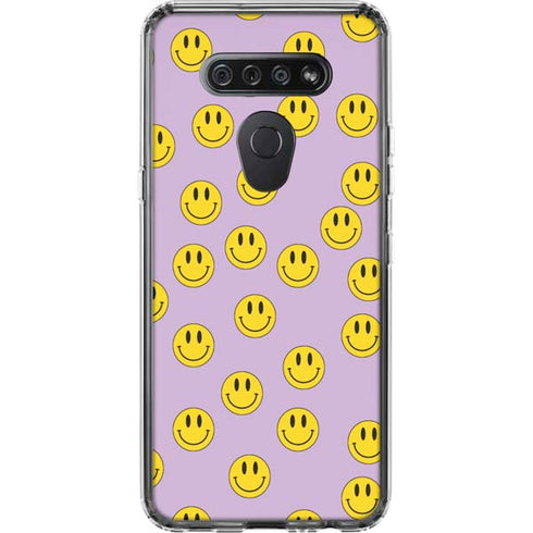 Purple Happy Face Pattern LG K51/Q51 Clear Case